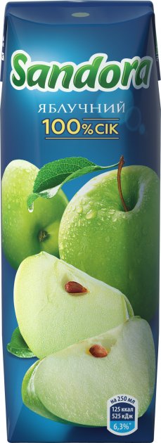 Сік SANDORA (4823063109994) яблучний, відновлений, пастеризований, 0,25 л